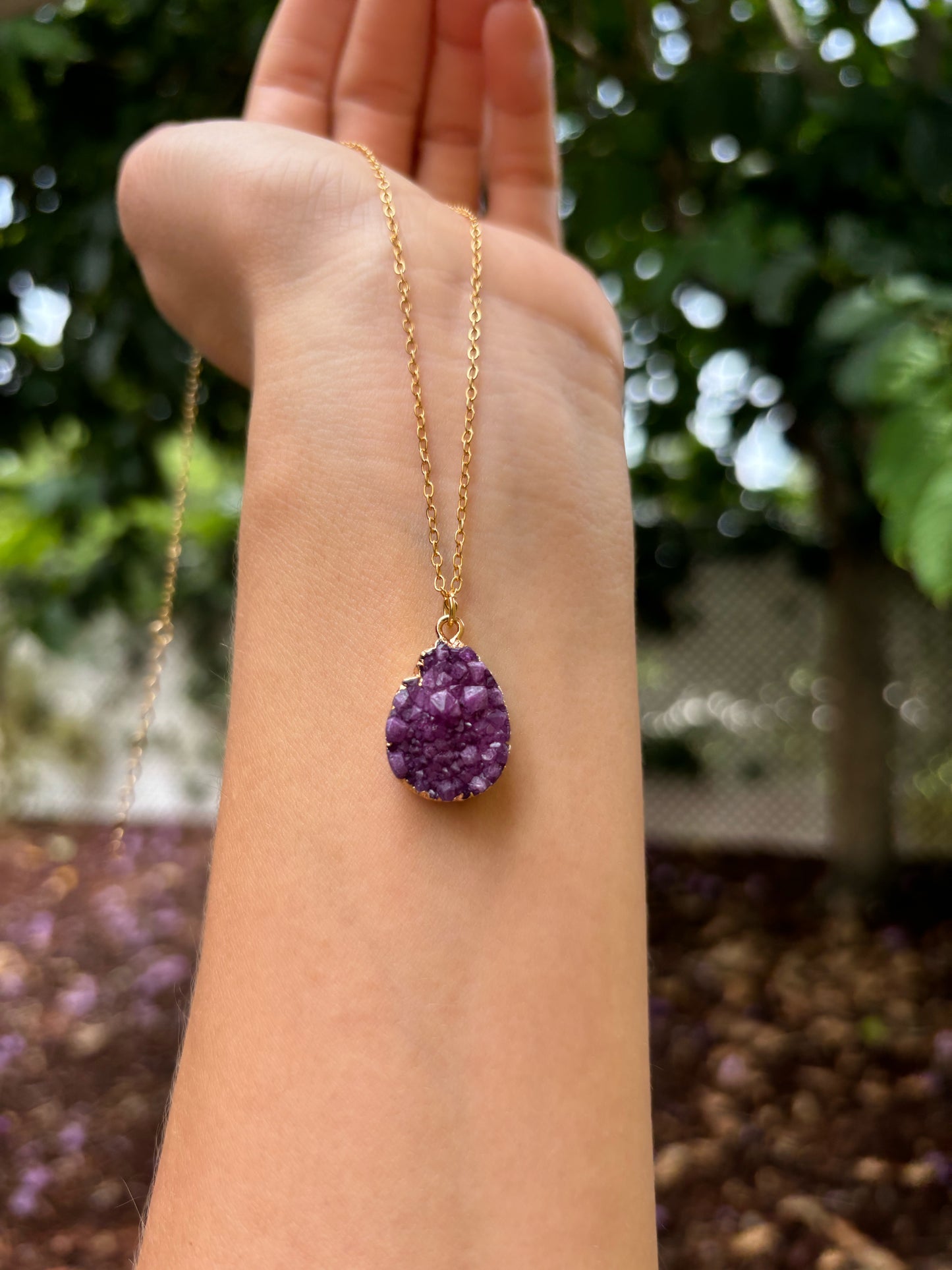 Purple Quartz Druse Chain