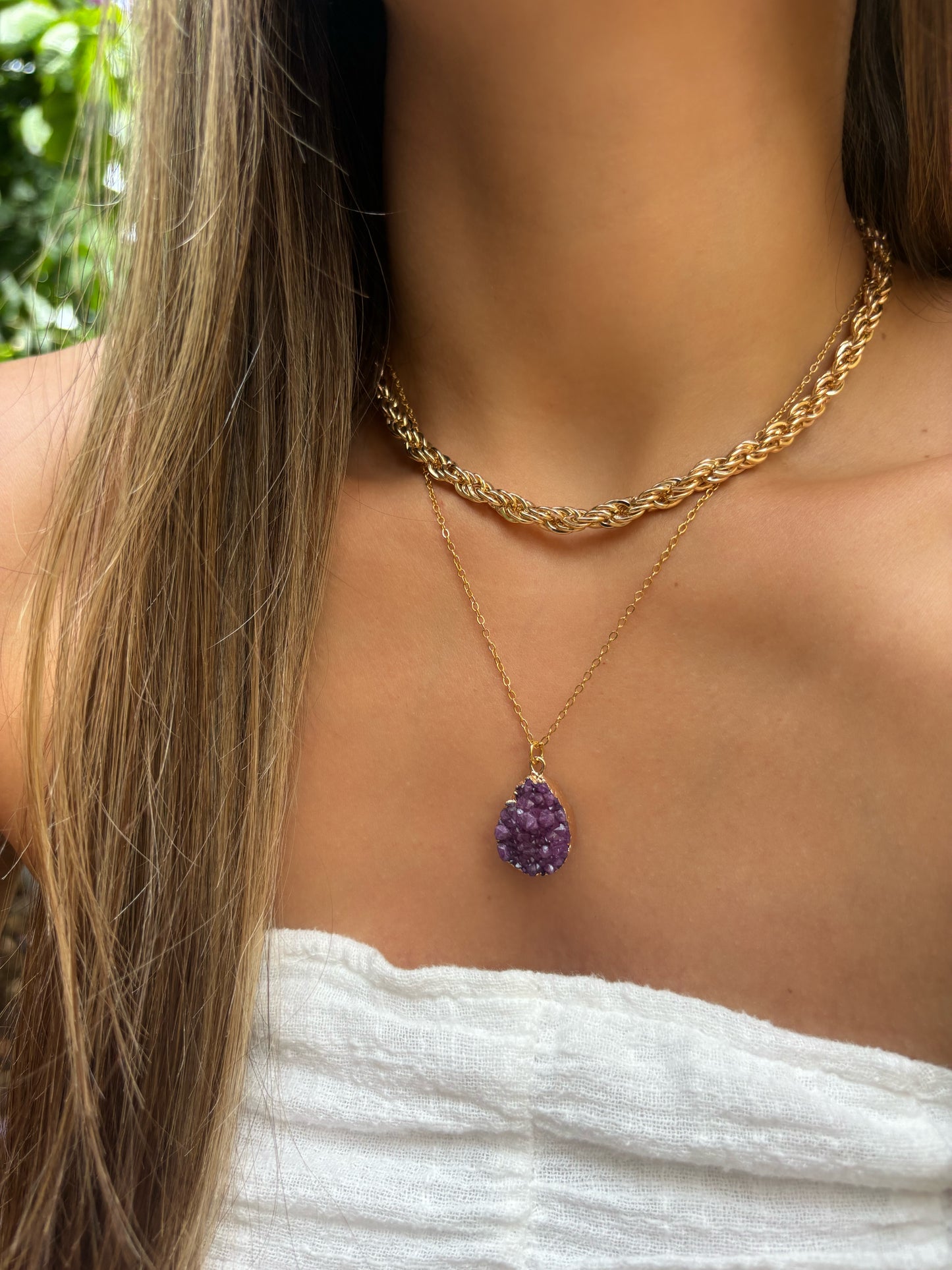 Purple Quartz Druse Chain